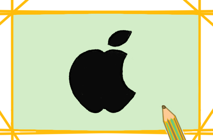 苹果手机的标志上色简笔画图片教程步骤