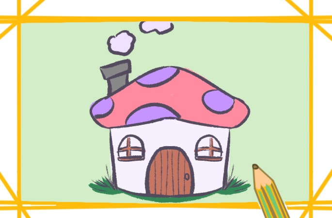 卡通的蘑菇房子简笔画图片怎么画