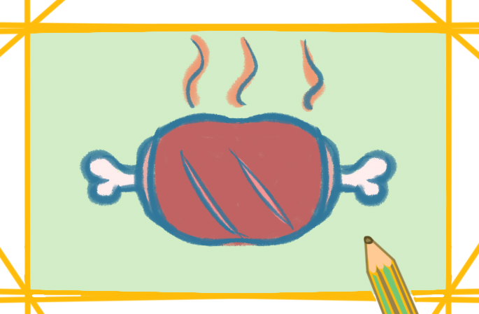 香喷喷的烤肉上色简笔画要怎么画