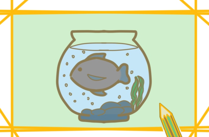 鱼缸和鱼上色简笔画要怎么画