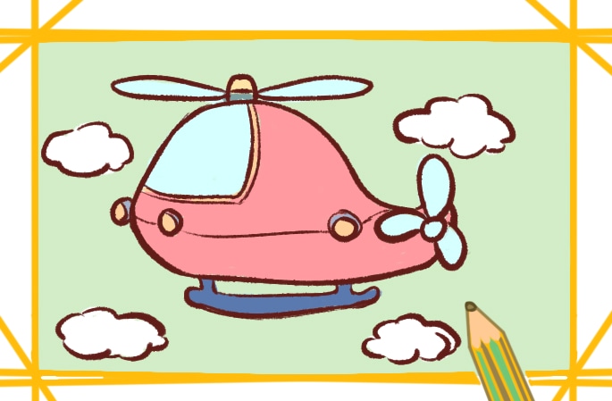 漂亮的卡通直升飞机简笔画图片怎么画