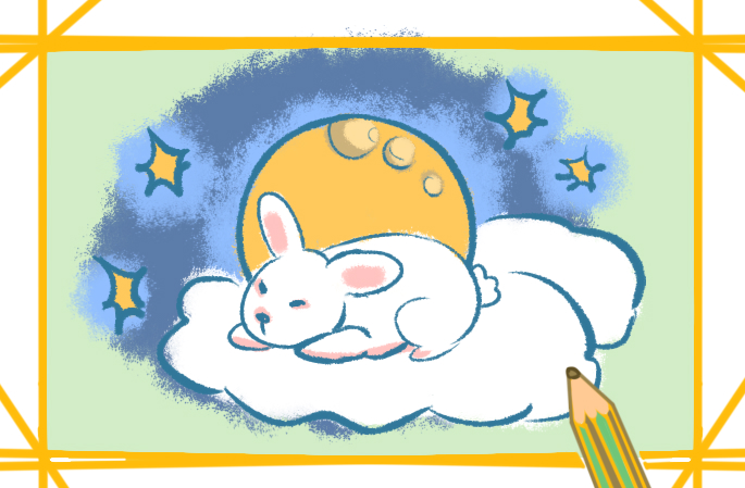 中秋节的玉兔和月亮上色简笔画要怎么画